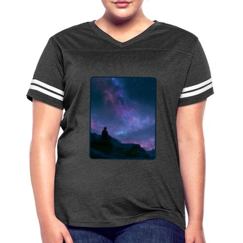 Stargazer Nebula Night Sky Art - Women's V-Neck Football Tee