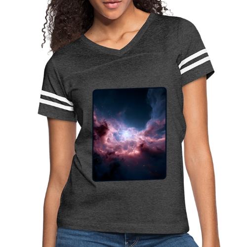 Radiant Cosmic Nebula Artwork - Women's V-Neck Football Tee