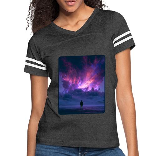 Cosmic Supernova Night Design - Women's V-Neck Football Tee