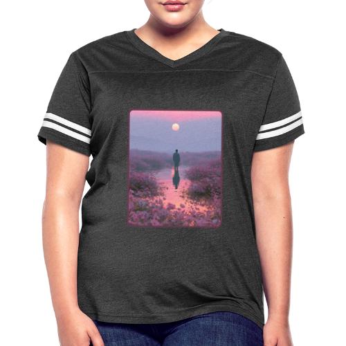 Ethereal Sunset Flower Field Art - Women's V-Neck Football Tee
