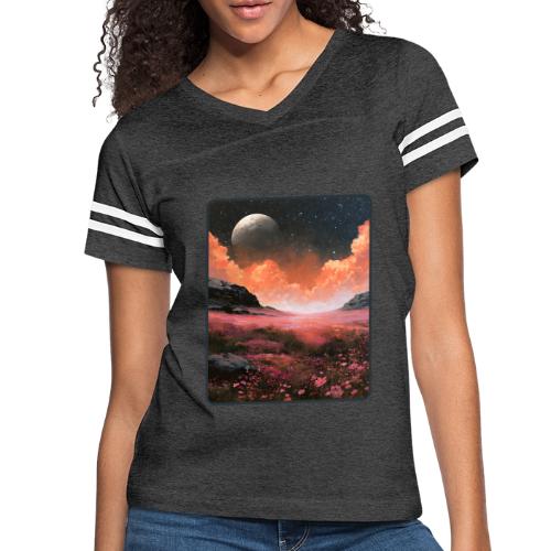 Moonlit Fantasy Flower Landscape - Women's V-Neck Football Tee