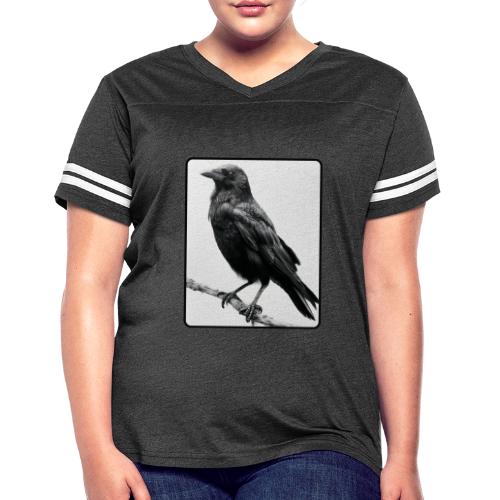 Raven Black and White Art Design - Women's V-Neck Football Tee