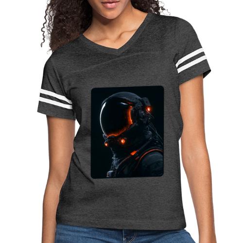 Futuristic Astronaut Helmet - Women's V-Neck Football Tee