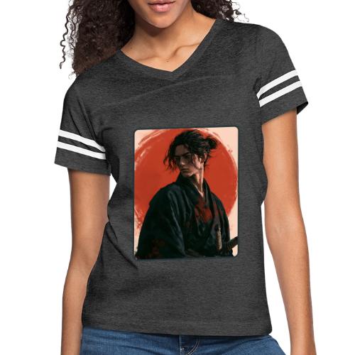 Samurai Beneath the Red Sun - Women's V-Neck Football Tee