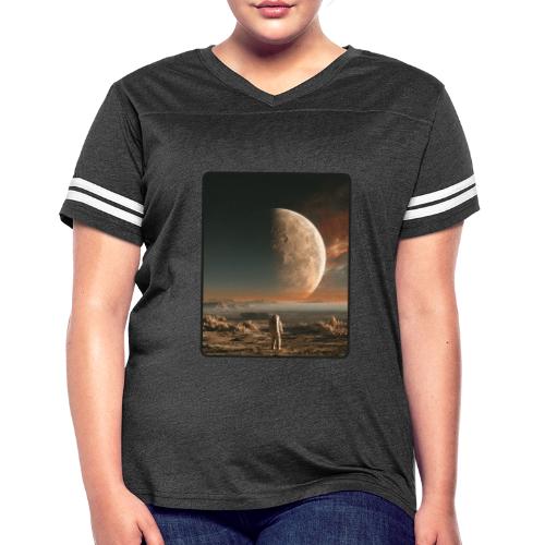 Astronaut on an Alien Moon - Women's V-Neck Football Tee