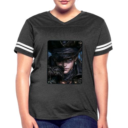 Dark Anime Pirate Warrior - Women's V-Neck Football Tee