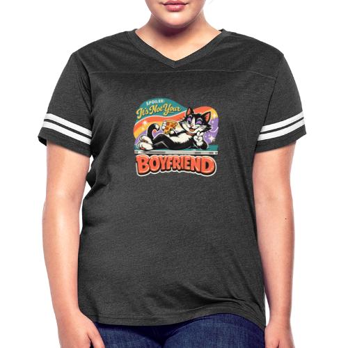 Sassy Cat Pride Pizza Retro Comic - Women's V-Neck Football Tee