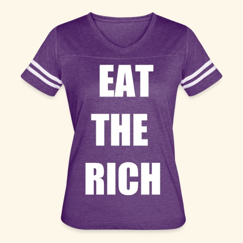 eat the rich wht - Women's V-Neck Football Tee