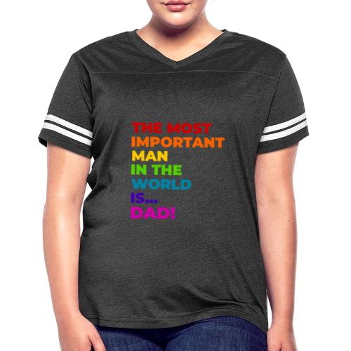 Dad: The Most Important Man in the World - Women's V-Neck Football Tee