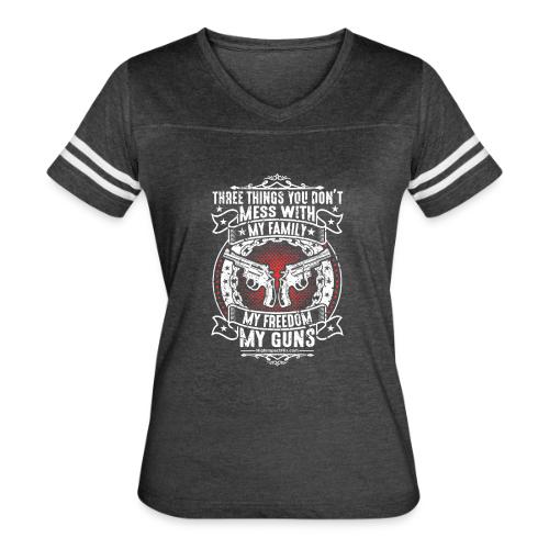 Three Things You Don't Mess with WHITE - Women's V-Neck Football Tee