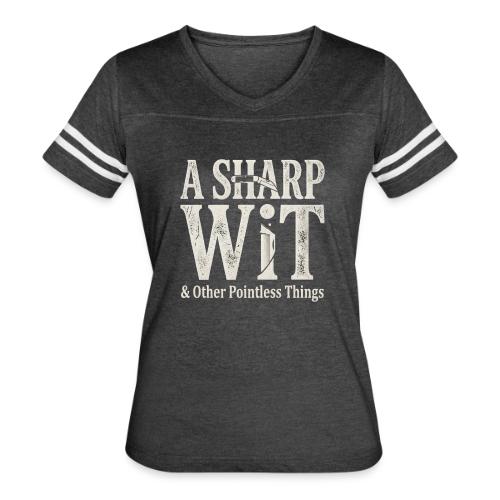 A Sharp Wit & Other Pointless Things - Knife Pun - Women's V-Neck Football Tee