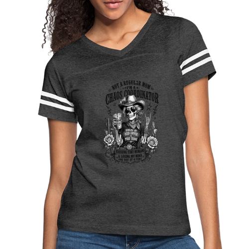 Chaos Coordinator Mom Skeleton Cowgirl - Women's V-Neck Football Tee