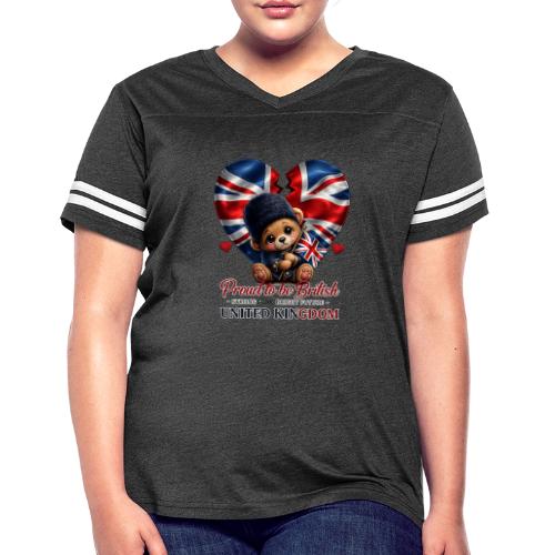 Proud to Be British Teddy Bear UK Patriot Gift - Women's V-Neck Football Tee
