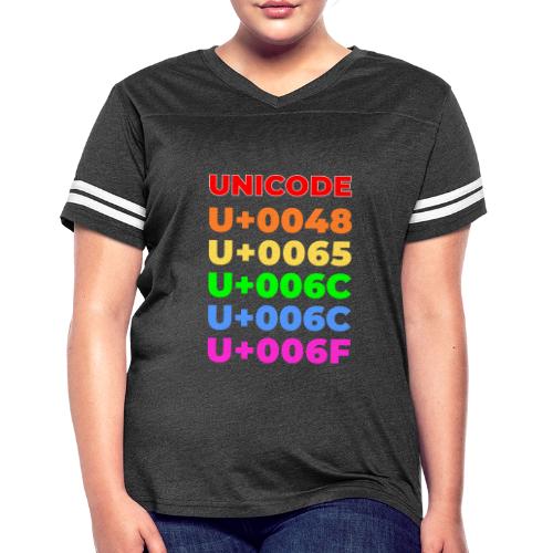 Hello, in unicode - Women's V-Neck Football Tee