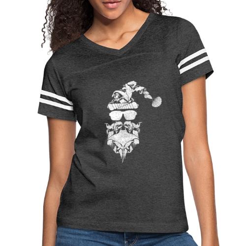 Coastal Christmas Santa White - Women's V-Neck Football Tee
