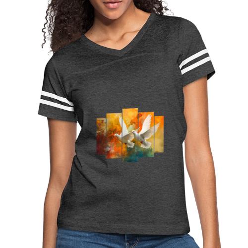 Wings of Peace - Women's V-Neck Football Tee