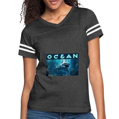 Ocean: Predator's Domain - Women's V-Neck Football Tee