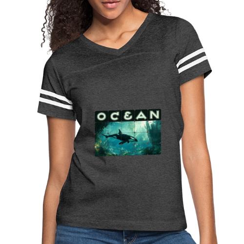Ocean: Silent Hunter - Women's V-Neck Football Tee