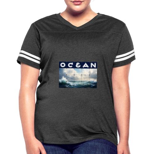 Ocean: Waves of Fury - Women's V-Neck Football Tee