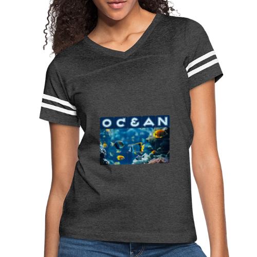 Ocean: Underwater Radiance - Women's V-Neck Football Tee