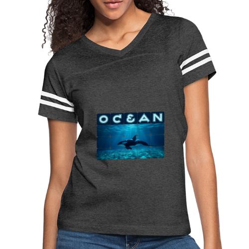 Ocean: Orca in Motion - Women's V-Neck Football Tee