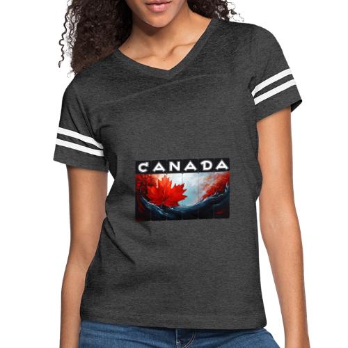 Canada Icon in Color - Women's V-Neck Football Tee