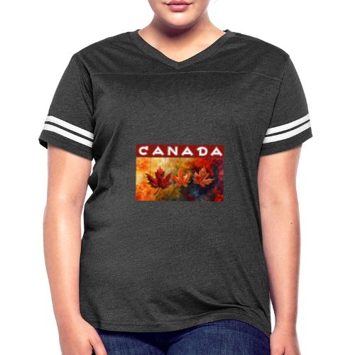 Painted Canada Leaves - Women's V-Neck Football Tee