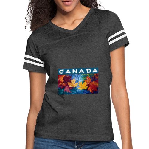 Canada in Brushstrokes - Women's V-Neck Football Tee