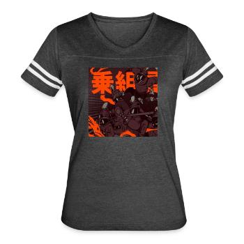 Shadow Ninjas Japanese - Women's V-Neck Football Tee - vintage smoke/white - Front - Danielle (179cm)