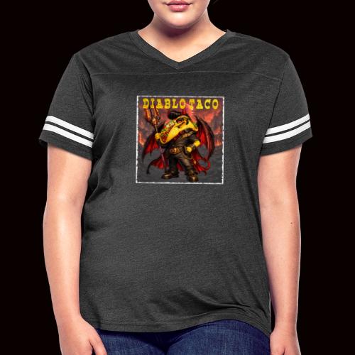 The Diablo Taco Spicy Demon Character - Women's V-Neck Football Tee