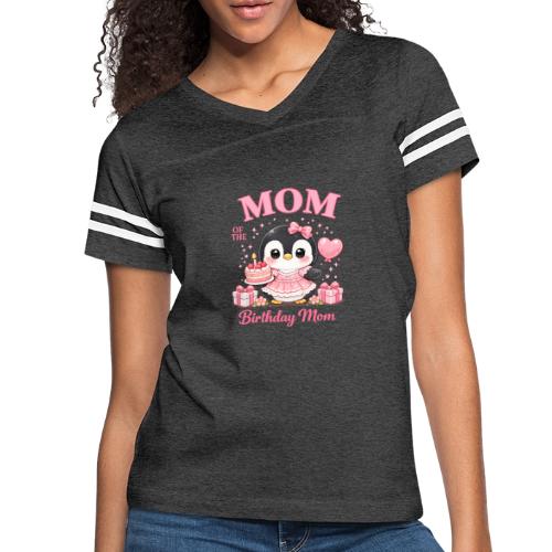 Cute Penguin Birthday Mom Kawaii Cake Balloon Gift - Women's V-Neck Football Tee