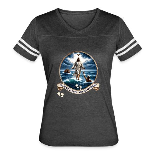 Walking On Water Faith T Shirt, Christian Miracle - Women's V-Neck Football Tee