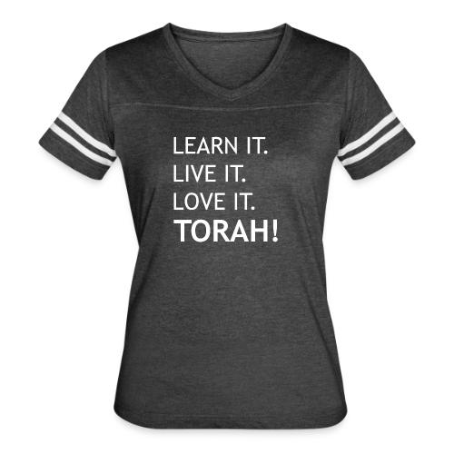Learn Live Love Torah - Women's V-Neck Football Tee