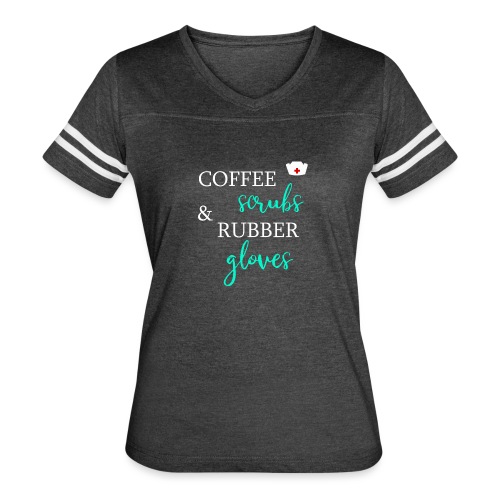 Coffee Scrubs And Rubber Gloves nursing t-shirt - Women's V-Neck Football Tee