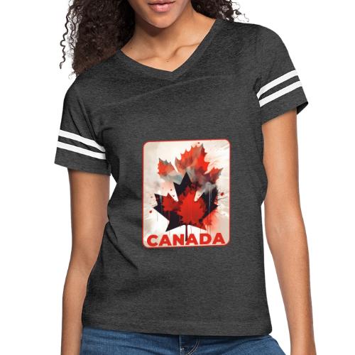 Canada Inked Leaf - Women's V-Neck Football Tee