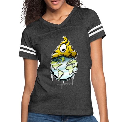 shit rules the world - Women's V-Neck Football Tee