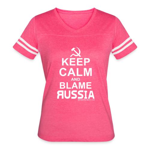 Keep Calm and Blame Russia (white) - Women's V-Neck Football Tee