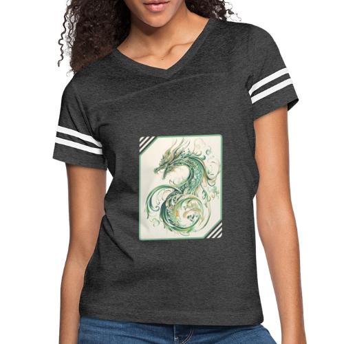 Brush of the Dragon - Women's V-Neck Football Tee