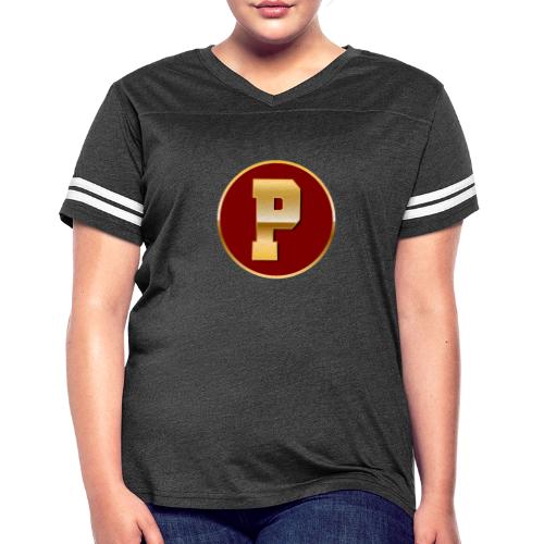 Letter P – Capital Varsity Alphabet Monogram - Women's V-Neck Football Tee