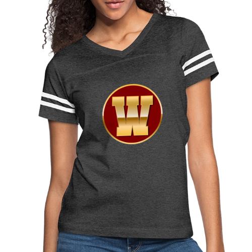 Letter W – Capital Varsity Alphabet Monogram - Women's V-Neck Football Tee