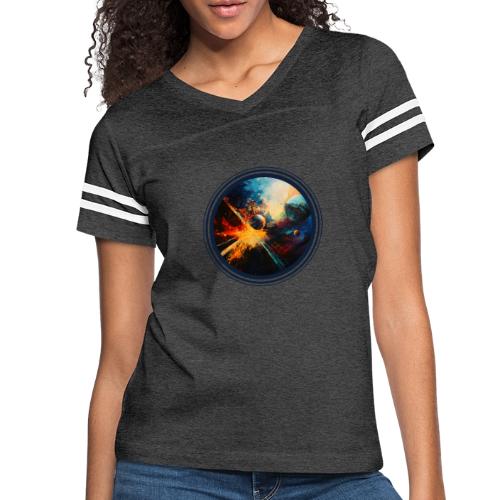 Planets in Turmoil - Women's V-Neck Football Tee