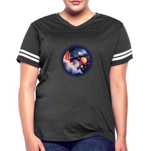 Floating Planetscape - Women's V-Neck Football Tee