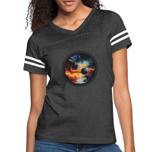 Cosmic Brush Planets - Women's V-Neck Football Tee