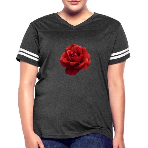 Rose: Crimson Dew Bloom - Women's V-Neck Football Tee