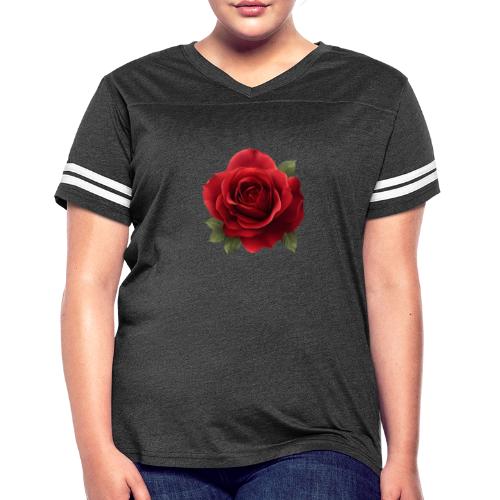 Rose: Crimson Bloom Elegance - Women's V-Neck Football Tee