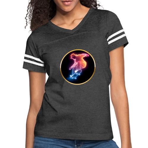 Skateboarding: Golden Trick Rider - Women's V-Neck Football Tee