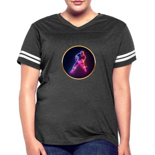 Hockey: Neon Ice Strike - Women's V-Neck Football Tee