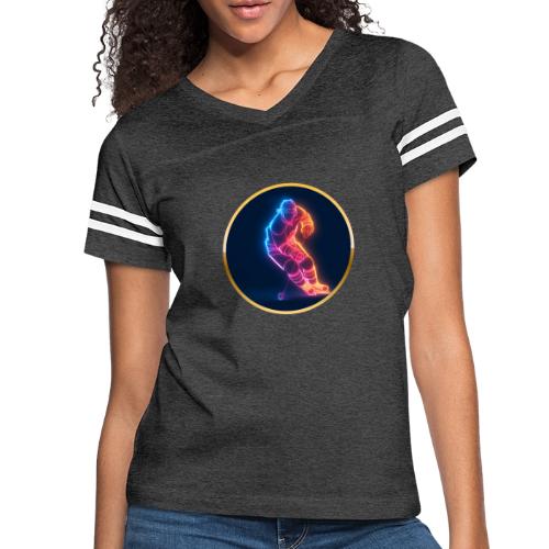 Hockey: Neon Hockey Sketch - Women's V-Neck Football Tee