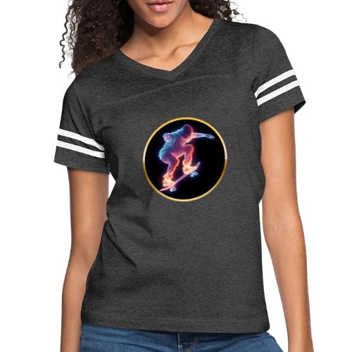 Skateboarding: Neon Skate Orbit - Women's V-Neck Football Tee