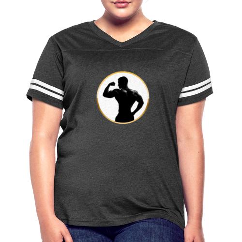 Bodybuilder: Classic Flex Emblem - Women's V-Neck Football Tee